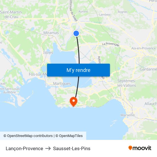 Lançon-Provence to Sausset-Les-Pins map