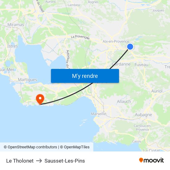 Le Tholonet to Sausset-Les-Pins map