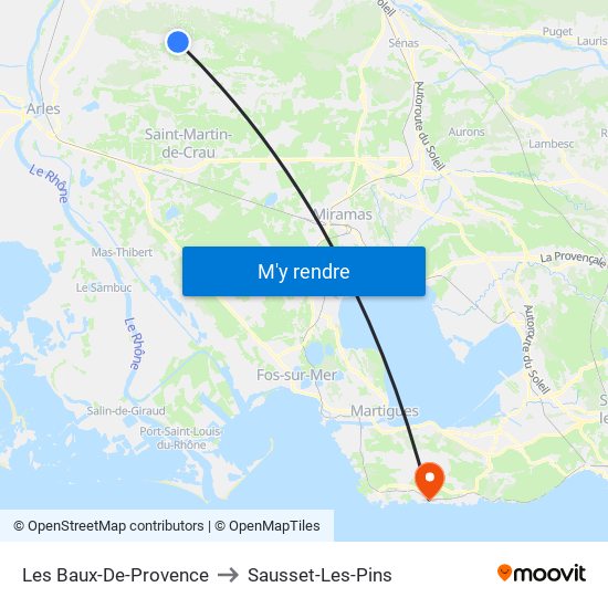 Les Baux-De-Provence to Sausset-Les-Pins map