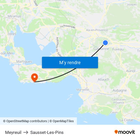 Meyreuil to Sausset-Les-Pins map