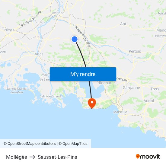 Mollégès to Sausset-Les-Pins map