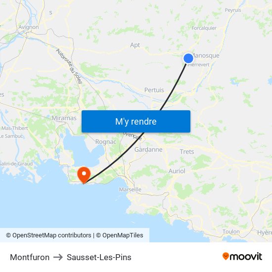 Montfuron to Sausset-Les-Pins map