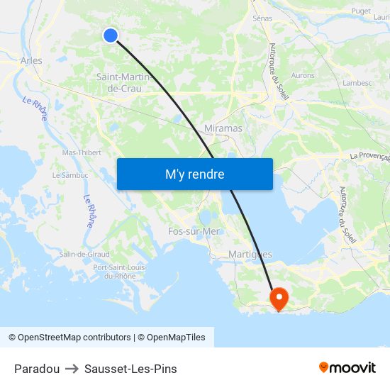 Paradou to Sausset-Les-Pins map