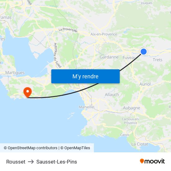Rousset to Sausset-Les-Pins map
