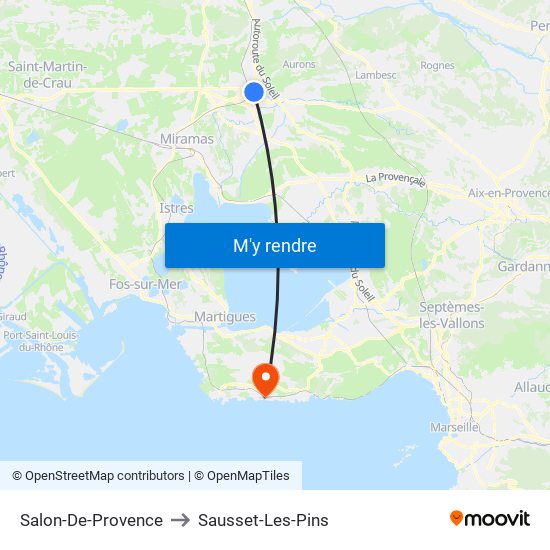 Salon-De-Provence to Sausset-Les-Pins map