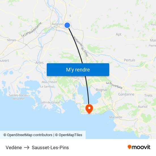 Vedène to Sausset-Les-Pins map