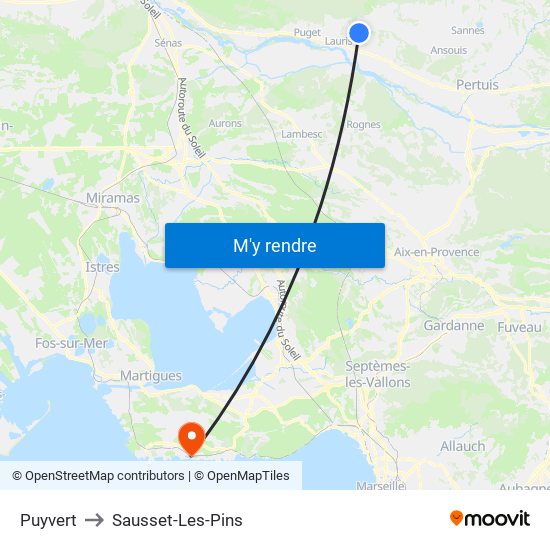 Puyvert to Sausset-Les-Pins map