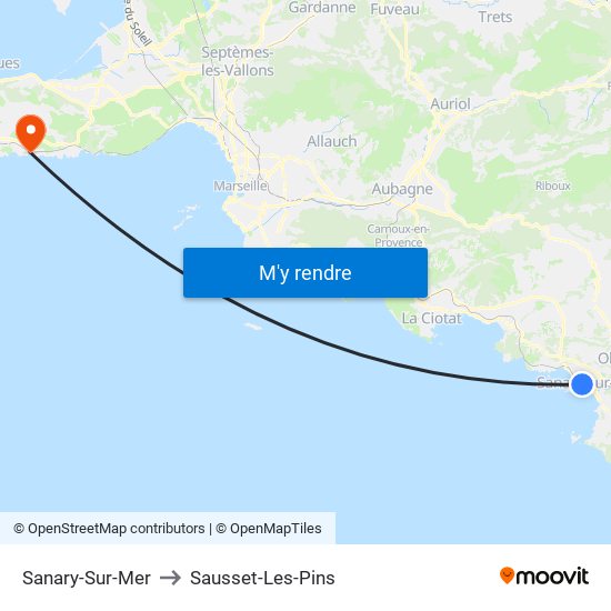 Sanary-Sur-Mer to Sausset-Les-Pins map