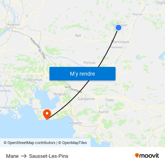 Mane to Sausset-Les-Pins map