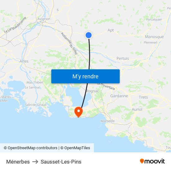 Ménerbes to Sausset-Les-Pins map