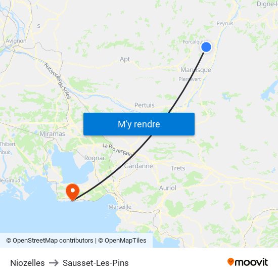 Niozelles to Sausset-Les-Pins map