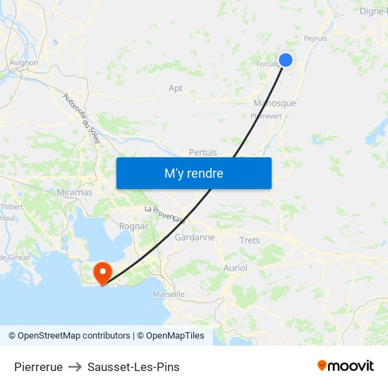 Pierrerue to Sausset-Les-Pins map