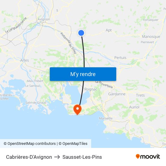 Cabrières-D'Avignon to Sausset-Les-Pins map