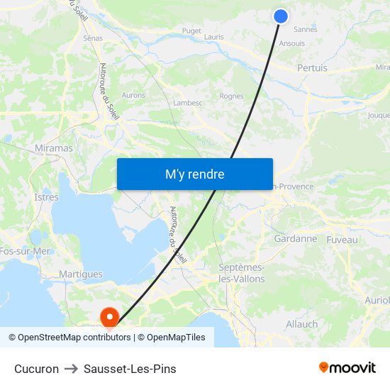Cucuron to Sausset-Les-Pins map