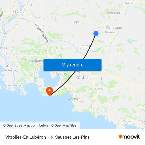 Vitrolles-En-Lubéron to Sausset-Les-Pins map