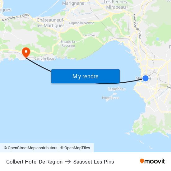 Colbert Hotel De Region to Sausset-Les-Pins map