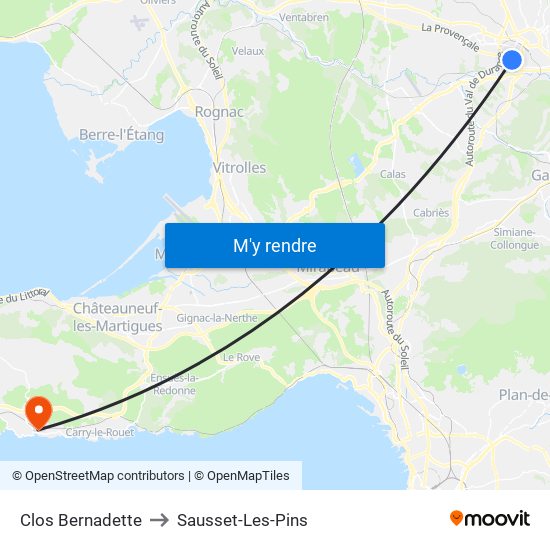 Clos Bernadette to Sausset-Les-Pins map