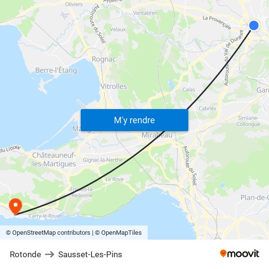 Rotonde to Sausset-Les-Pins map