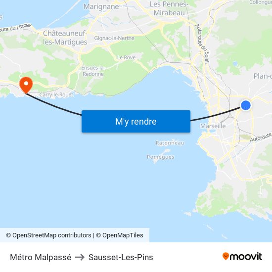 Métro Malpassé to Sausset-Les-Pins map
