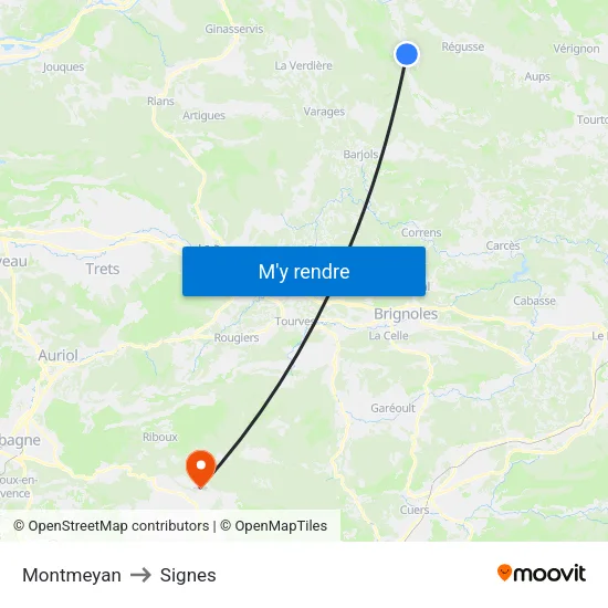 Montmeyan to Signes map
