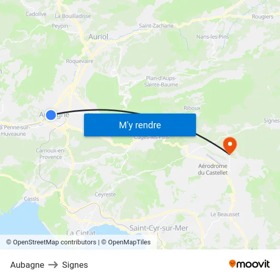 Aubagne to Signes map