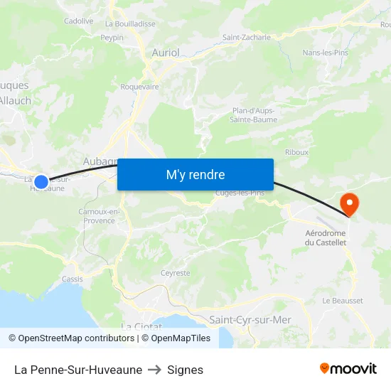 La Penne-Sur-Huveaune to Signes map
