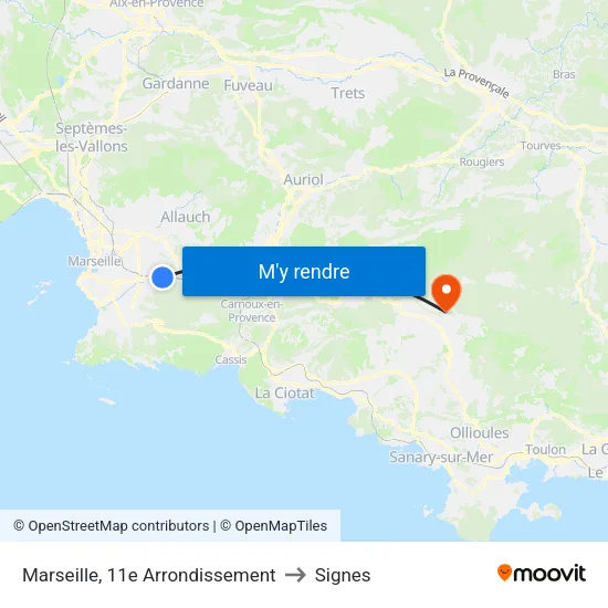 Marseille, 11e Arrondissement to Signes map