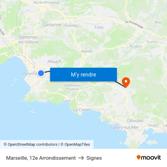 Marseille, 12e Arrondissement to Signes map