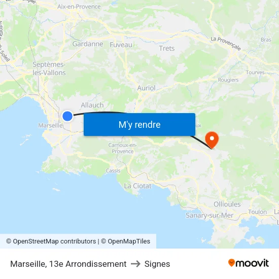 Marseille, 13e Arrondissement to Signes map