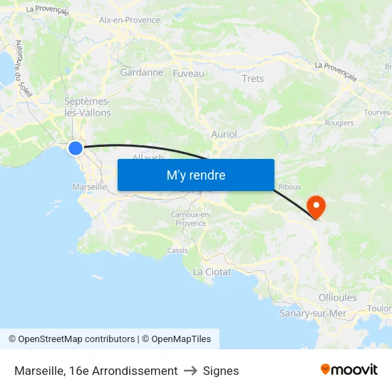 Marseille, 16e Arrondissement to Signes map
