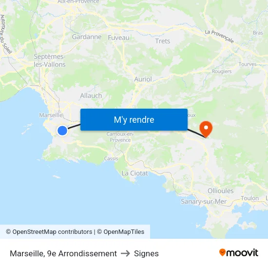Marseille, 9e Arrondissement to Signes map