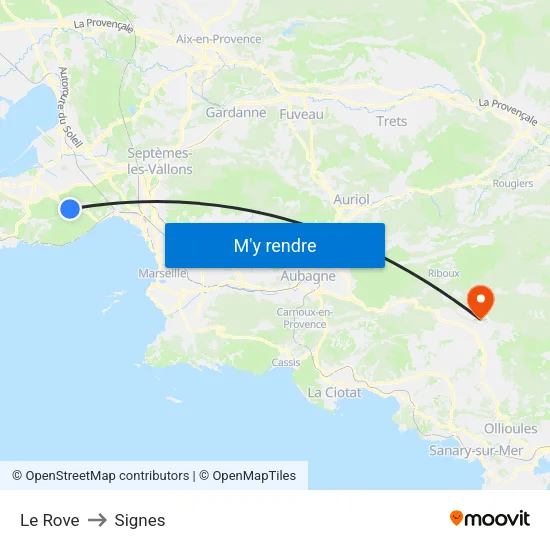 Le Rove to Signes map