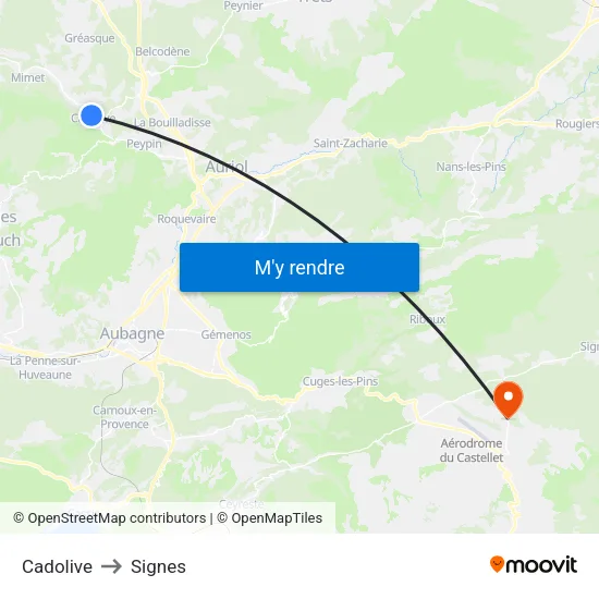 Cadolive to Signes map