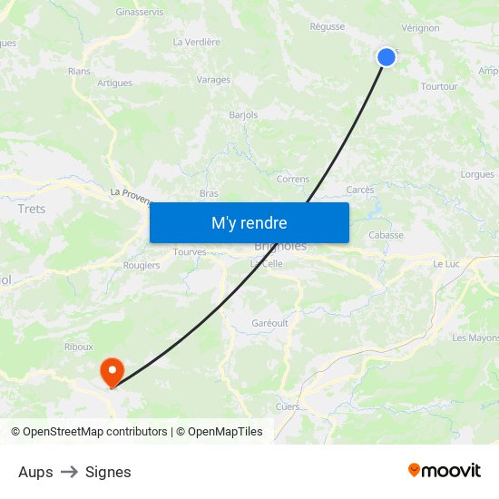 Aups to Signes map