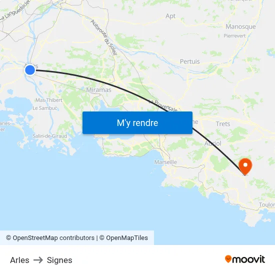 Arles to Signes map