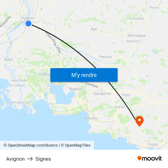 Avignon to Signes map
