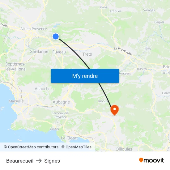 Beaurecueil to Signes map