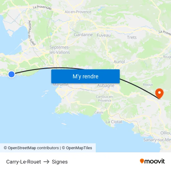 Carry-Le-Rouet to Signes map