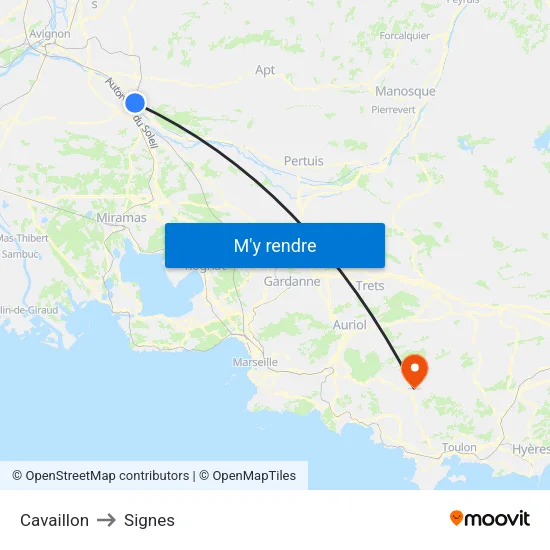 Cavaillon to Signes map