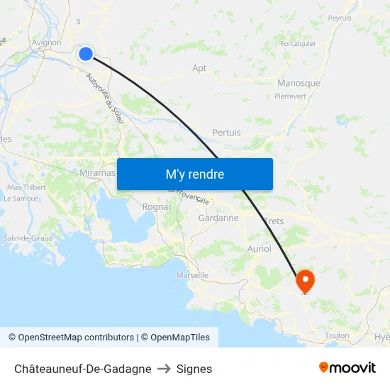 Châteauneuf-De-Gadagne to Signes map