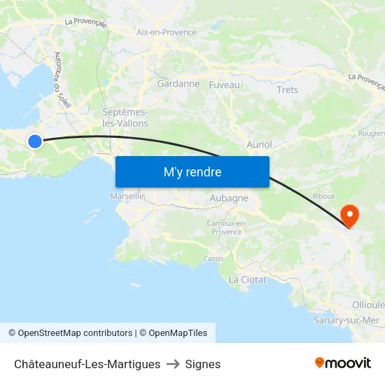 Châteauneuf-Les-Martigues to Signes map
