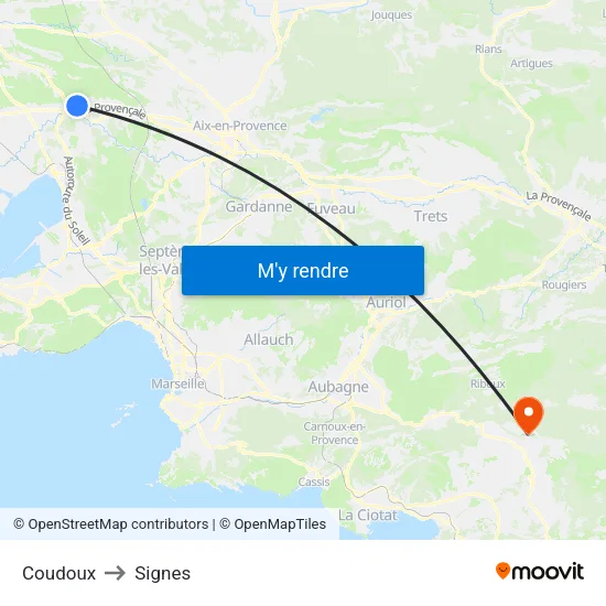 Coudoux to Signes map