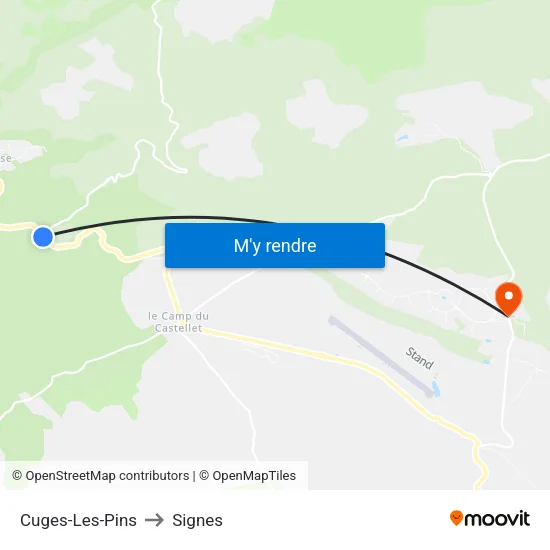 Cuges-Les-Pins to Signes map