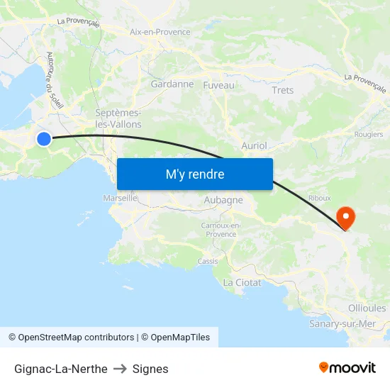 Gignac-La-Nerthe to Signes map