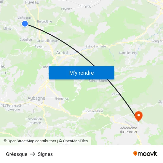 Gréasque to Signes map