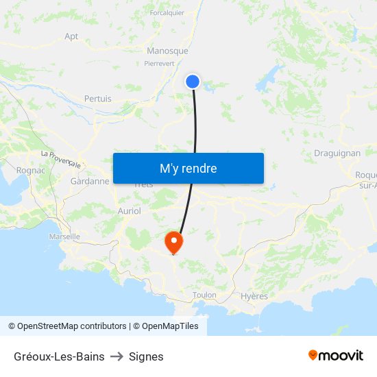 Gréoux-Les-Bains to Signes map