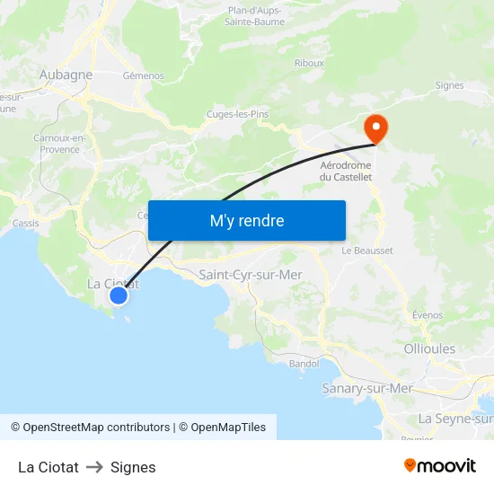 La Ciotat to Signes map