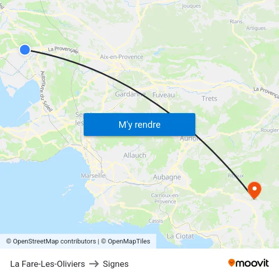 La Fare-Les-Oliviers to Signes map