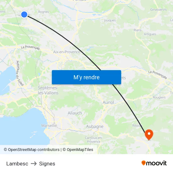 Lambesc to Signes map