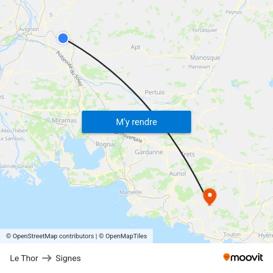 Le Thor to Signes map